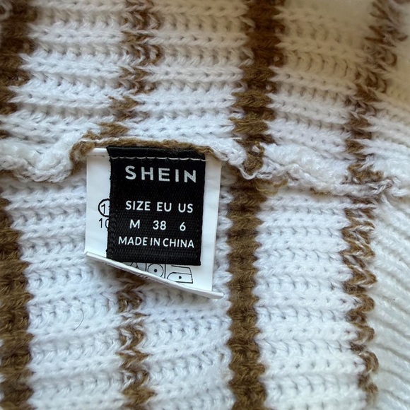 SHEIN White and Brown Striped Crop Top - Picture 3 of 3